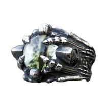 Anel Masculino Punk Rock Com Caveira Em Aço Inoxidável 316L Com Pedras Da Moda Joia De Halloween