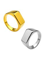 Anel Masculino Retangular Chapa 8Mm Achatado Aço Inox Prata