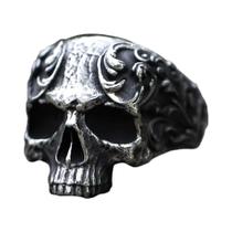 Anel Masculino Retrô Com Cabeça De Caveira, Estilo Gótico Punk, Em Aço Inoxidável 316L, Joia De Alta