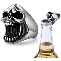Anel Masculino Rock Hip Hop Caveira Abridor de Garrafas Moda
