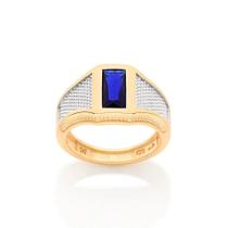 Anel Masculino Rommanel Folheado a Ouro com Cristal 513003 Anel Masculino Rommanel Folheado a Ouro com Cristal 513003