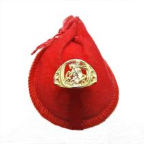 Anel Masculino São Jorge Aro 28 Banhado Ouro 18K An100-28 Anel Masculino São Jorge Aro 28 Banhado Ouro 18K An100-28