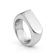 Anel Masculino Sinete Retangular Banhado a Prata 925 Brilhante Aço Inox Design Geométrico Anel Masculino Sinete Retangular Banhado a Prata 925 Brilhante Aço Inox Design Geométrico