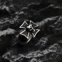 Anel Masculino Vintage Minimalista De Aço Titânio Com Cruz Esqueleto, Tendência Urbana Em Aço