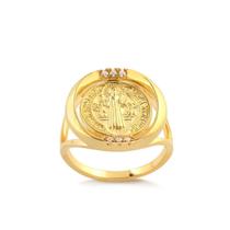 Anel Medalha Cruz De São Bento Feminino Banhado A Ouro 18k Anel Medalha Cruz De São Bento Feminino Banhado A Ouro 18k