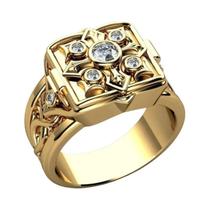 Anel Medalhão de Punho Aberto Masculino com Cruz de Cobre - Design Exclusivo