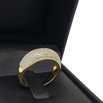 Anel Meia Aliança Aparador Cravejado Pavé Banho De Ouro 18k 4639 Anel Meia Aliança Aparador Cravejado Pavé Banho De Ouro 18k 4639