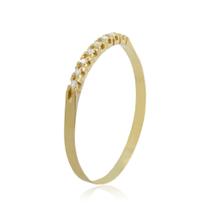 Anel Meia Aliança Com 8 Diamantes Em Ouro 18K