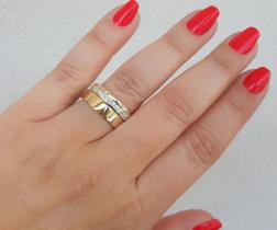 Anel Meia Aliança Com Aplique Em Ouro Prata 925 Aparador Anel Meia Aliança Com Aplique Em Ouro Prata 925 Aparador