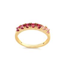 Anel Meia Aliança Com Zircônias Tons De Rosa Folheado A Ouro Anel Meia Aliança Com Zircônias Tons De Rosa Folheado A Ouro