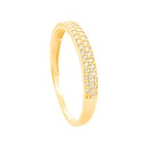 Anel Meia Aliança Cravejada com Zircônias em Ouro 18K - AU14298 Anel Meia Aliança Cravejada com Zircônias em Ouro 18K - AU14298
