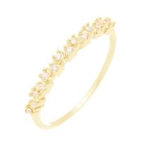 Anel Meia Aliança em Ouro 18K com Zircônias - AU11086 Anel Meia Aliança em Ouro 18K com Zircônias - AU11086