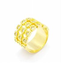 Anel Meia Aliança Larga Cravejado De Zirconias Banho De Ouro 18k 2269 Anel Meia Aliança Larga Cravejado De Zirconias Banho De Ouro 18k 2269