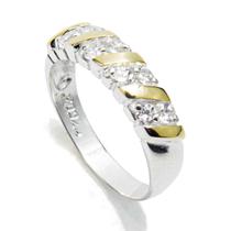 Anel Meia Aliança Princesa Luxo Prata 925 e Aplique Ouro 14K Anel Meia Aliança Princesa Luxo Prata 925 e Aplique Ouro 14K