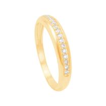 Anel Meia Aliança Zircônias em Ouro 18K - AU14010 Anel Meia Aliança Zircônias em Ouro 18K - AU14010