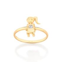 Anel menina banhado a ouro 18k com aplicação de rhodium 5130071806 tam 18