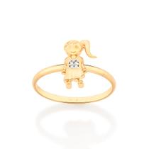 Anel menina com aplicação de rhodium BRANCO 513007 Rommanel