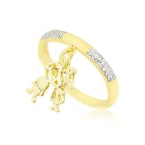 Anel Menino e Menina Amados com Zircônias e Ródio Folheado a Ouro 18k Anel Menino e Menina Amados com Zircônias e Ródio Folheado a Ouro 18k