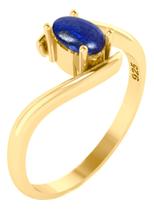 Anel Miami Prata 925 Dourada 18k Lápis-lazúli - Tudo Prata Anel Miami Prata 925 Dourada 18k Lápis-lazúli - Tudo Prata