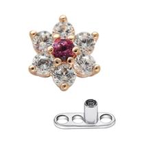 Anel Micro Dermal De Titânio Top 14g Com Cabeça De Flor CZ, Joia Corporal JHJT