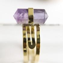 Anel Micro Pontinha Ametista Bi Ponta Ajustavel Dourado Anel Micro Pontinha Ametista Bi Ponta Ajustavel Dourado