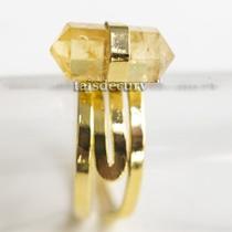 Anel Micro Pontinha Citrino Bi Ponta Aro Ajustavel Dourado Anel Micro Pontinha Citrino Bi Ponta Aro Ajustavel Dourado