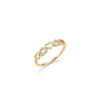 Anel Mini Coração Liso e Cravejado Banho de Ouro 18K Tamanho:14 Anel Mini Coração Liso e Cravejado Banho de Ouro 18K Tamanho:14
