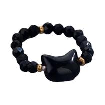 Anel Minimalista De Obsidiana Com Pedra Da Lua Para Mulheres E Homens, Joias Para Festas