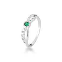 Anel Minimalista Zirconia Verde Prata 925