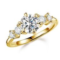 Anel MOOSEA 5 Stone Moissanite 1,2 quilates, cor D, ouro 14 quilates, vermeil