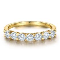 Anel MOOSEA 7 Stone Moissanite de 0,7 quilates preenchido com ouro 18K para mulheres