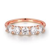 Anel MOOSEA Moissanite 5 pedras preenchido com ouro rosa 14K preenchido com prata
