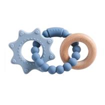 Anel Mordedor para Bebê Cuebo em Silicone e Madeira, Livre de BPA Anel Mordedor para Bebê Cuebo em Silicone e Madeira, Livre de BPA