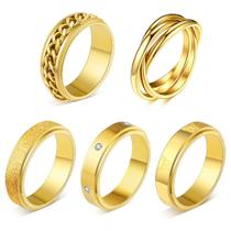 Anel MOROYA de aço inoxidável banhado a ouro 18K para mulheres e homens Anel MOROYA de aço inoxidável banhado a ouro 18K para mulheres e homens