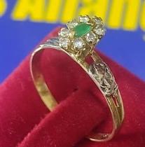 Anel Navete Formatura Feminino Colação de Grau Todo Ouro 18 Kilates Peso 1.80 Gramas Cabeça 7 mm x 8.5 mm