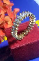 Anel Navete Ouro 18 Kilates 4.20 Gramas 6 mm Zircônias Apenas medidas 23-24-25