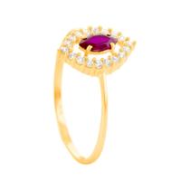 Anel Navete Zircônia Rosa em Ouro 18K - AU14280 Anel Navete Zircônia Rosa em Ouro 18K - AU14280