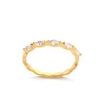 Anel Navetes Cristal Folheado Ouro Zircônia Folheado A Ouro
