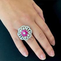 Anel Navetes Flor Rubi