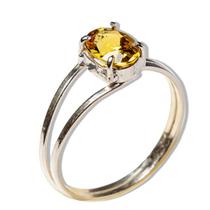 Anel Nlux Citrino Cabochão Facetado Ajustável Prata 950