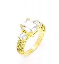 Anel Noivado Compromisso Com Zirconias Banho Ouro 18k 4435 Anel Noivado Compromisso Com Zirconias Banho Ouro 18k 4435