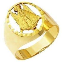 Anel Nossa Senhora Aparecida Feminino Vazado Ouro 18K 20551 K610