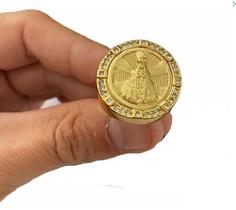 Anel Nossa Senhora Com Pedras Cravejadas Banhado A Ouro 18K