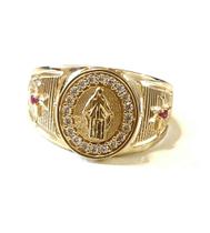 Anel Nossa Senhora das Graças em ouro 18k750 com zircônias Rosangela Lima joias