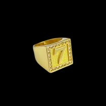 Anel Número 7 Cravejado Quadrado - Banhado a Ouro 18k Anel Número 7 Cravejado Quadrado - Banhado a Ouro 18k