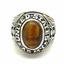 Anel Olho De Tigre Exército Genuina Prata De Lei Masculino 20102