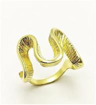Anel Ondas Texturizadas Banho Ouro 18k 2267