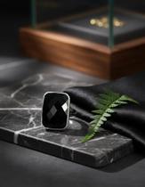 Anel Onix Baguete Briolet Prata 925 Preto 17