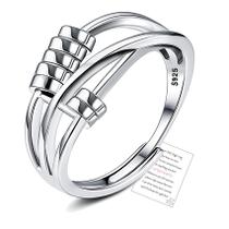 Anel OOOPEL Sterling Silver Anxiety para mulheres com cartão e caixa Anel OOOPEL Sterling Silver Anxiety para mulheres com cartão e caixa
