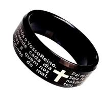 Anel Oração Reza Pai Nosso 6mm Cristão Fé Religioso Anatomico Aço 316L Anel Oração Reza Pai Nosso 6mm Cristão Fé Religioso Anatomico Aço 316L